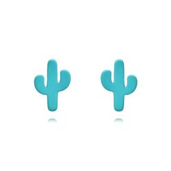 Pendientes Plata Dorada 4x6mm PEL1124DOET Cactus Enamel