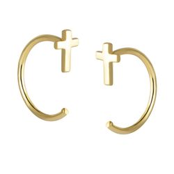 Pendientes Plata Dorada 5,5mm PEL0974DO Cruz