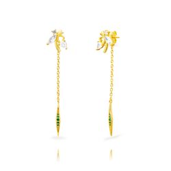 Pendientes Plata Dorada 56mm PEZ1678DOZV Mariposa Circonitas Verdes