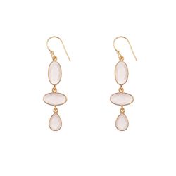 Pendientes Plata Dorada 60mm PEM0341DOCR Mineral Cuarzo Rosa