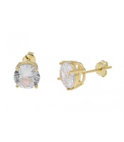 Brincos Prata Dourado 6mm Liska LAD4606A-6D 4 Garras Zircônia