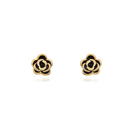 Gold Plated Silver Earrings 6mm PEL1068DOEN Pink Enamel
