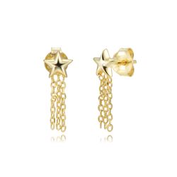 Pendientes Plata Dorada 6mm PEL1245DO Estrella Cadenas