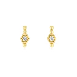 Pendientes Plata Dorada 6mm PEZ1525DO Colgante Circonitas