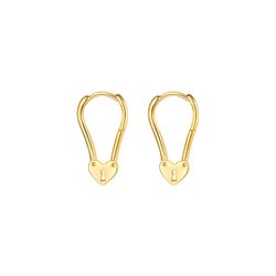 Pendientes Plata Dorada 6x19mm PEL1109DO Candado Corazón