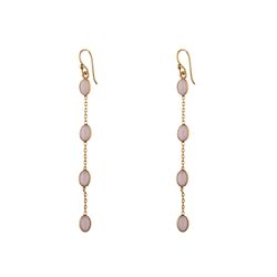 Pendientes Plata Dorada 70mm PEM0340DOCR Colgante Minerales Cuarzo Rosa