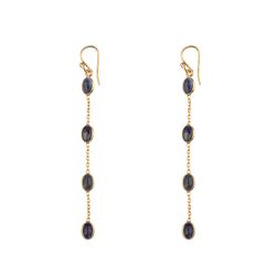 Pendientes Plata Dorada 70mm PEM0340DOLP Colgante Minerales Lapislázuli