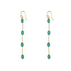 Pendientes Plata Dorada 70mm PEM0340DOTU Colgante Minerales Turquesa