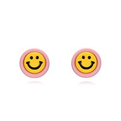 Pendientes Plata Dorada 7mm PEL1131DOEP Smiley Enamel