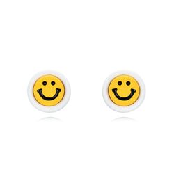 Gyldne sølv øreringe 7 mm PEL1131DOEW Smiley emalje