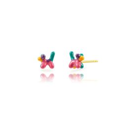Pendientes Plata Dorada 7mm PEL1343DOVA Perro Globo Enamel Multicolor