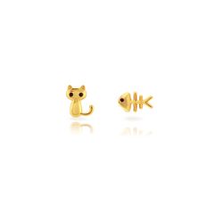 Pendientes Plata Dorada 7mm PEZ1620DO Gato-Pez