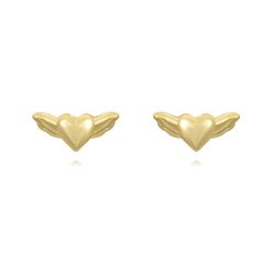 Pendientes Plata Dorada 7x3mm PEL1162DO Corazón Alas