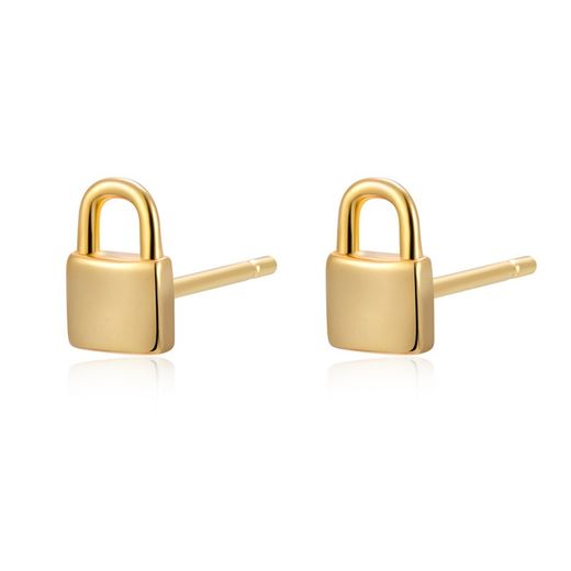 Gold Plated Silver Earrings 7x5mm PE00752DO Padlock