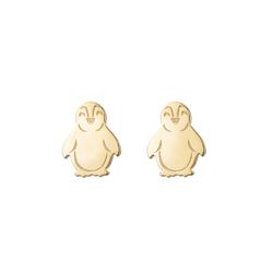 Pendientes Plata Dorada 8mm PEL1228DO Pingüinos