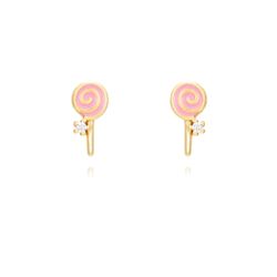 Pendientes Plata Dorada 8mm PEZ1032DOEP Lollipop Enamel Rosa