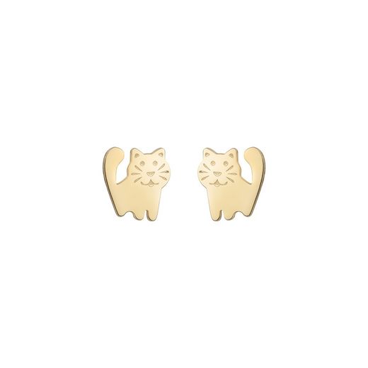Brincos Prata Dourado 9.5mm PEL1213DO Gato
