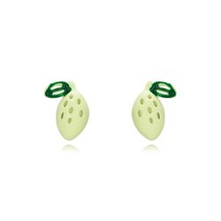Pendientes Plata Dorada 9x6mm PEL1130DOME Limón Enamel