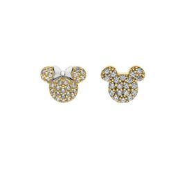 Pendientes Plata Dorada AG0120P Minnie & Mickey Mouse Circonitas