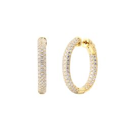 Pendientes Plata Dorada Aro Circonitas 20mm PEZ1498DO25