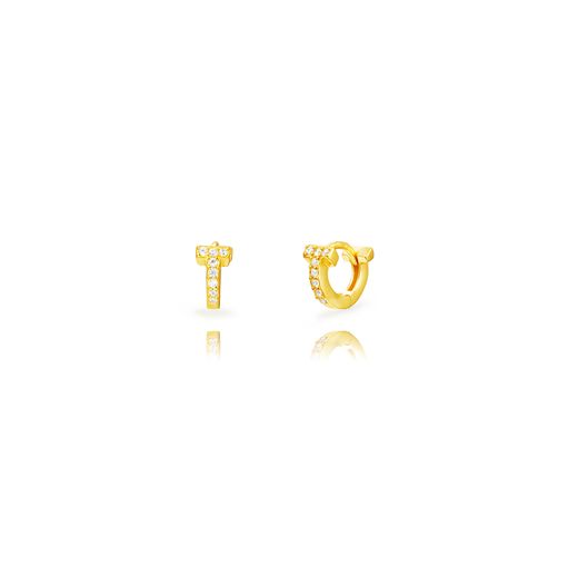 Pendientes Plata Dorada Aro Circonitas 8,65mm PEZ1697DO08