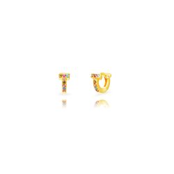 Pendientes Plata Dorada Aro Circonitas Multicolor 8,65mm PEZ1697DOVA08