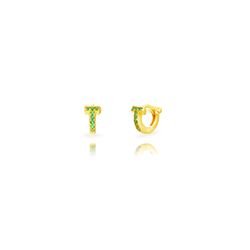 Pendientes Plata Dorada Aro Circonitas Verdes 8,65mm PEZ1697DOZV08