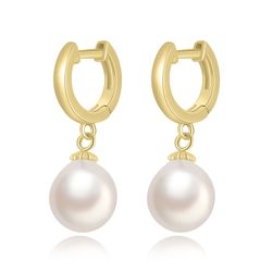 Pendientes Plata Dorada Aro Perlas 12+11mm PEM0280DOPA