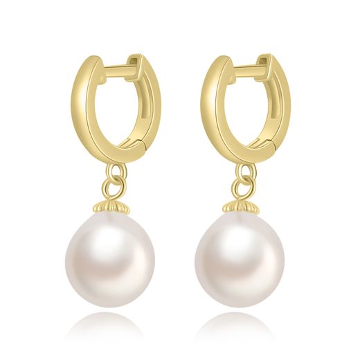 Pendientes Plata Dorada Aro Perlas 12+11mm PEM0280DOPA