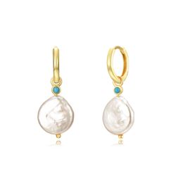 Pendientes Plata Dorada Aro Perlas 13mm PEM0256DOPA
