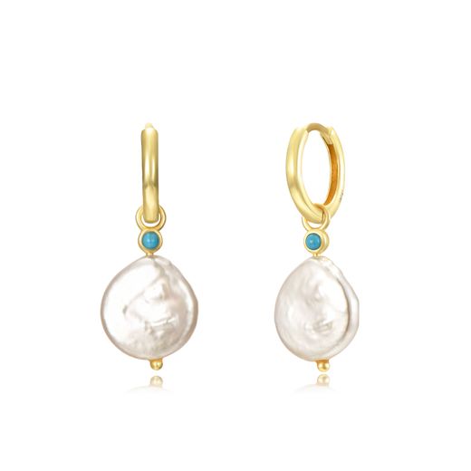 Pendientes Plata Dorada Aro Perlas 13mm PEM0256DOPA