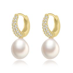 Pendientes Plata Dorada Aro Perlas 20mm PEM0279DOPA