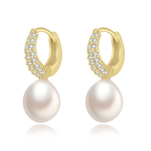 Pendientes Plata Dorada Aro Perlas 20mm PEM0279DOPA