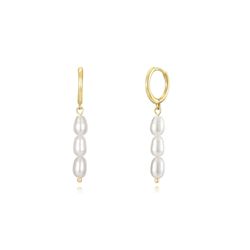 Pendientes Plata Dorada Aro Perlas 35mm PEM0225DOPA