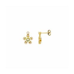 Pendientes Plata Dorada E23001GD Flor Con Circonitas