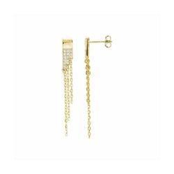 Pendientes Plata Dorada E23002GP Circonitas Con Eslabones Colgantes