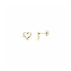 Pendientes Plata Dorada E23003GP Corazon Con Circonitas