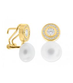 Liska orecchini in argento dorato 11 mm MED274A-D zirconi perla