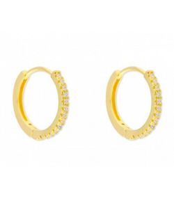 Pendientes Plata Dorada Liska 14mm MED142A-14D Aro Liso Circonitas