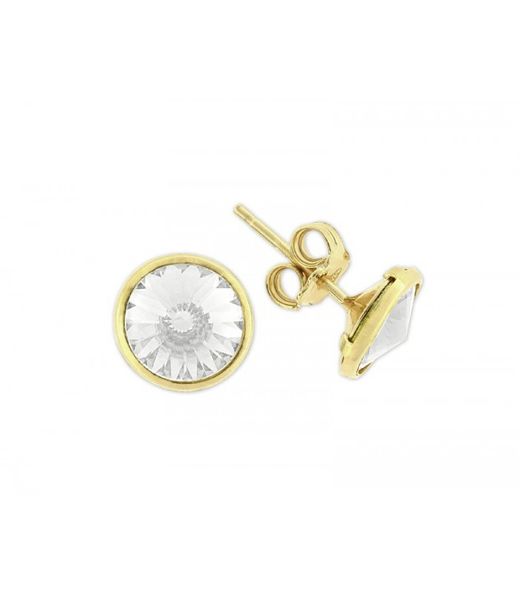 Brincos Liska 9mm Prata Dourada LSW2015A-DB Zircônia Branca