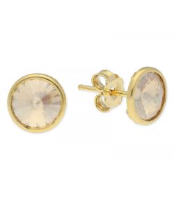 Pendientes Liska Plata Dorada 9mm LSW2015A-DLT Cristal Champagne