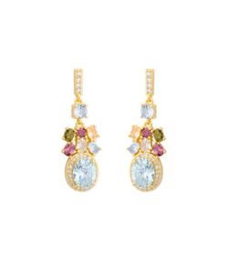 Pendientes Plata Dorada Liska AD3104A-D Colgante Circonitas Multicolor
