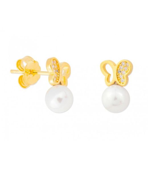 Boucles d'oreilles Argent Doré Liska BAM014A-D Perles Zircone