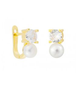 Pendientes Plata Dorada Liska BAM020A-D Circonitas Perlas