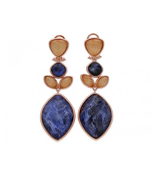 Liska BE53278CAAV Gold Plated Silver Earrings with Blue Aventurine Quartz