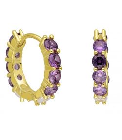Pendientes Plata Dorada Liska LAD1234A-DL Circonitas Moradas