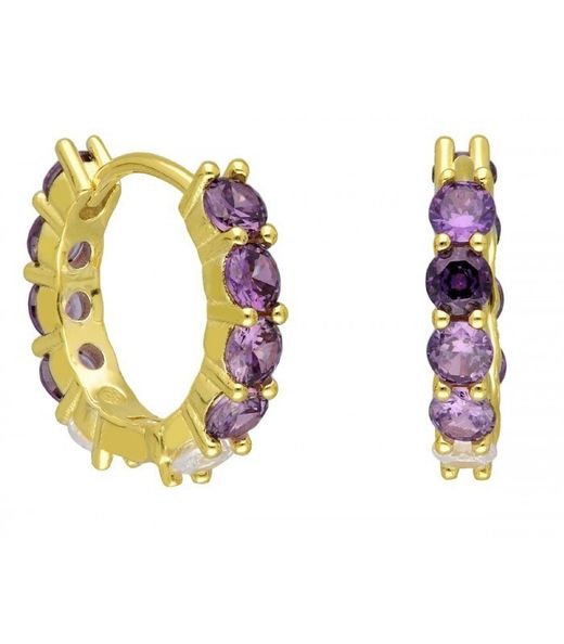 Pendientes Plata Dorada Liska LAD1234A-DL Circonitas Moradas