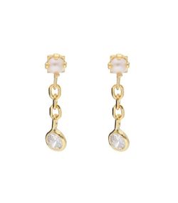 Pendientes Plata Dorada Liska LAF6417A-D Colgante Perla Circonita