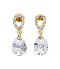 Liska LSW084A-D Orecchini in argento dorato pendente in cristallo bianco