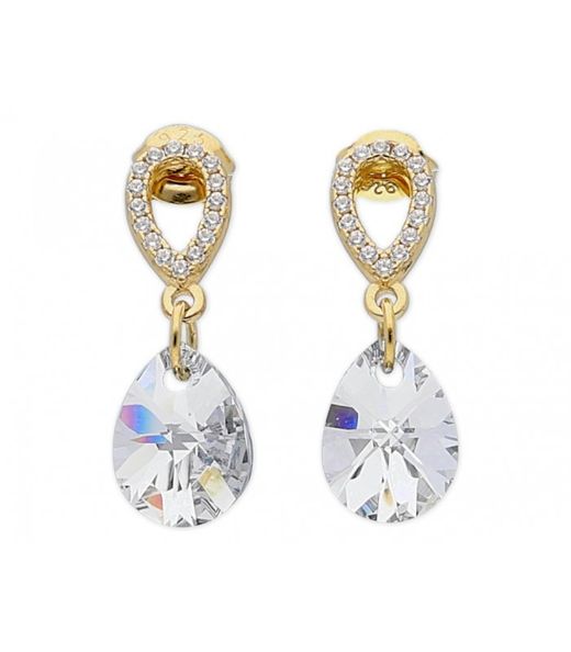 Liska LSW084A-D Orecchini in argento dorato pendente in cristallo bianco